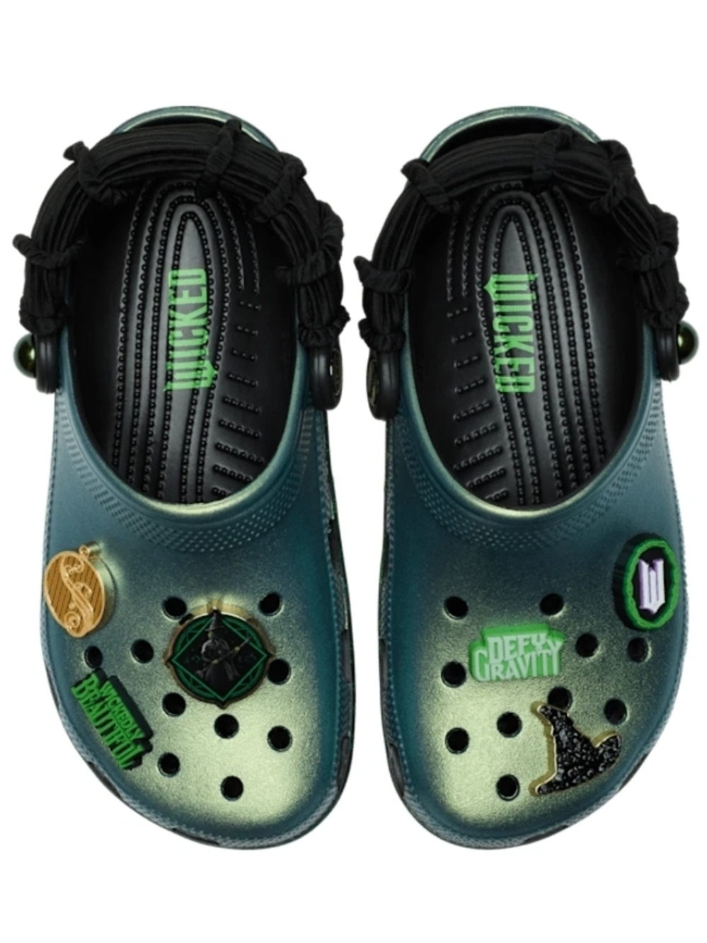 Wicked X Classic Clog Elphaba Crocs with Charms Womens 7/mens 5